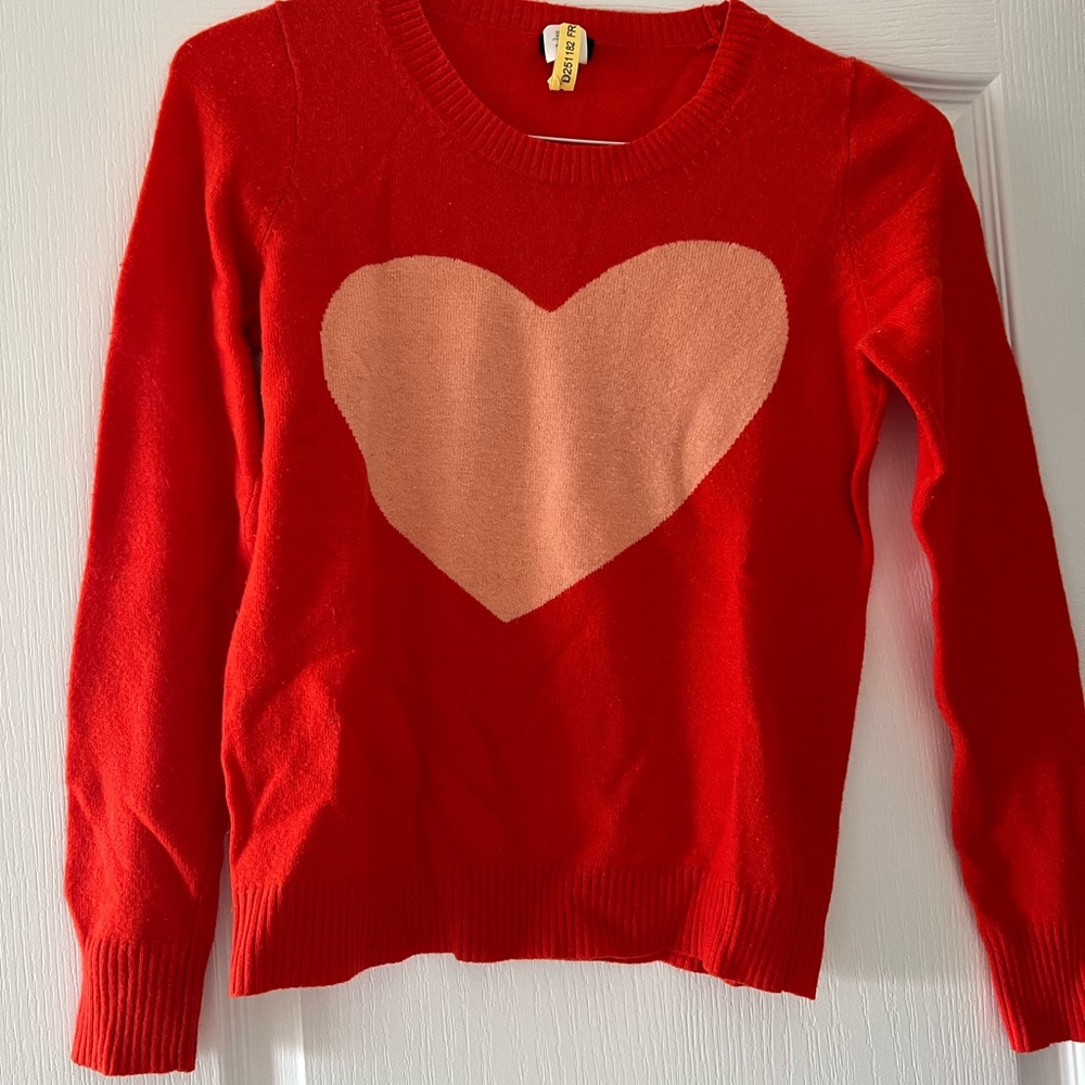 J. Crew Red Sweater with Heart Design